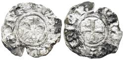 World Coins - Italian States, Sicilia, Kingdom. Henry VI, with Constance. 1194-1196. BI Denaro (0.52g, 17mm). Messina(?) mint. Spahr 27-8