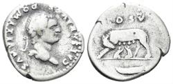 Ancient Coins - Domitian, as Caesar. 69-81 AD. AR Denarius (3.22g, 19mm). Rome mint. Struck 77/8 AD. RIC 961 (Vespasian)