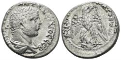 Ancient Coins - Mesopotamia. Rhesaena. Caracalla. 198-217 AD. AR Tetradrachm (13.02 gm, 26mm). Struck 215-217 AD. Prieur 876