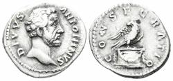 Ancient Coins - Divus Antoninus Pius. Died 161 AD. AR Denarius (3.50g, 20mm). Consecration issue. Rome mint. Struck 162 AD. RIC 430-1