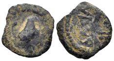 Ancient Coins - Judaea, Herodians. Herod I. 40-4 BC. AE 1/2 Prutah (0.71g, 11.5mm). Jerusalem mint. SNG ANS VI 220-226