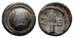 Ancient Coins - Pisidia, Selge. Circa 200-30 BC. AE 10mm (1.09g). SNG BN 1930-4
