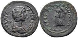 Ancient Coins - Macedon, Thessalonika. Julia Domna. Augusta, 193-217 AD. AE Tetrassarion (11.45g, 25mm). Struck circa 210-211 AD. BMC 120,91