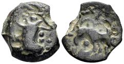 Ancient Coins - Celtic Northeast Gaul. Senones. Circa 100-50 BC. AE 16mm (3.13g). D&T 2635