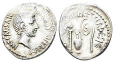 Ancient Coins - Octavian. 44-27 BC. AR Denarius (3.86 gm, 19mm). Uncertain mint in Italy, 37 BC. Crawford 538/1