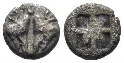 Ancient Coins - Lesbos Uncertain. Circa 500-450 BC. Billon Obol (0.53gm, 7mm). Klein 348