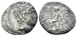 Ancient Coins - Seleukid Kingdom. Alexander I Balas. 152-145 BC. AR Drachm (3.41g, 18mm). Antioch mint. Dated SE 163 (150/49 BC). SC 1785.3