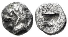Ancient Coins - Asia Minor, Uncertain. 5th century BC. AR Obol (0.80g, 8.5mm). Cf. CNG Elec. Auc. 381, lot 216