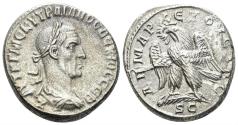 Ancient Coins - Seleucis and Pieria, Antioch. Trajan Decius. 249-251 AD. AR Tetradrachm (11.68g, 26mm). Struck 249/50 AD. Prieur 534