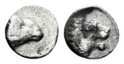 Ancient Coins - Karia, Uncertain. 4th century BC. AR Tetartemorion (0.21 gm, 6mm). SNG Keckman 903