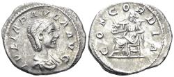 Ancient Coins - Julia Paula, Augusta. 219-220 AD. AR Denarius (2.99g, 20.5mm). Rome mint. Struck 220 AD. RIC 211