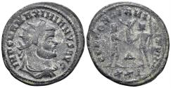 Ancient Coins - Maximianus I. 286-305 AD. AE Radiatus (4.52g, 23mm). Cyzicus mint. Struck 293 AD. RIC 607