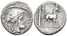 Ancient Coins - Cn. Plancius, 55 BC. AR Denarius (3.42g, 17mm). Rome mint. Crawford 432/1