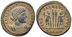 Ancient Coins - Constantine II, as Caesar. 317-337 AD. AE Follis (2.46g, 19mm). Antioch mint. Struck 335 AD. RIC 87