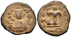 World Coins - Islamic, Arab-Byzantine. Umayyads, Time of Abd al-Malik. AH 65-86 / 685-705 AD. AE Fals (3.82g, 21mm). Emesa mint (Homs). Walker 59