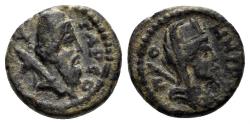 Ancient Coins - Kilikia, Tarsos. 164-27 BC. AE 12mm (1.60 gm). Cf. CNG 250, lot 116. Head of Sandan with harpa