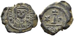 Ancient Coins - Maurice Tiberius. 582-602. AE Decanummium (4.65g, 22mm). Constantinople mint. SB 499