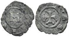 World Coins - Sicilian Kingdom. House of Hohenstaufen. Manfred. 1258-1266. Billon Denaro (0.59g, 17mm). Messina mint. Spahr 204
