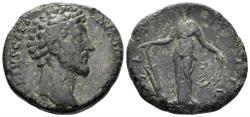 Ancient Coins - Marcus Aurelius, as Caesar. 139-161 AD. AE Sestertius (20.12 gm, 31mm). Rome mint. Struck 156/7 AD. RIC 1338b