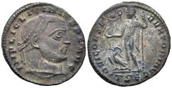 Ancient Coins - Licinius I. 308-324 AD. AE Follis (3.99g, 24mm). Thessalonica mint. Struck 313-6 AD. RIC 3