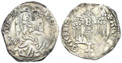 World Coins - Italy, Aquileia. Bertrando di San Genesio, Patriarch. 1334-1350. AR Denaro (0.99g, 19mm). Bernardi 47