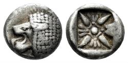 Ancient Coins - Ionia, Miletos. Late 6th-early 5th century BC. AR Diobol (1.16 gm, 9mm). SNG Kayhan 476-82