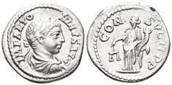 Ancient Coins - Elagabalus. 218-222 AD. AR Denarius (3.38g, 18mm). Antioch mint. Struck 219/20 AD. RIC 168