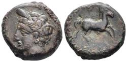Ancient Coins - Carthage. Circa 400-350 BC. AE 16mm (5.00g). Uncertain mint in Sicily or Carthage. CNP 126