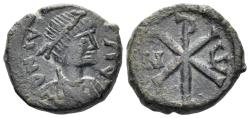 Ancient Coins - Justin I. 518-527. AE Pentanummium (2.19g, 13mm). Nicomedia mint. SB 93