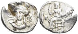 Ancient Coins - Kilikia, Mallos. Balakros, satrap of Cilicia under Alexander III, circa 333-323 BC. AR Stater (10.90g, 24mm). SNG Levante 169