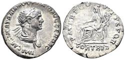 Ancient Coins - Trajan. 98-117 AD. AR Denarius (2.77g, 20.5mm). Rome mint. Struck 112-7 AD. RIC 317
