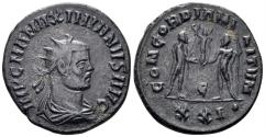 Ancient Coins - Maximianus I Herculius. 285-310 AD. AE Radiatus (4.80g, 22mm). Cyzicus mint. Struck 293 AD. RIC 607