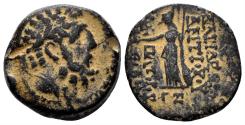 Ancient Coins - Seleukid Kingdom. Antiochos IX Eusebes Philopator (Kyzikenos). 114/3-95 BC. AE 18mm v(6.42 gm). Antioch mint. Dated SE 203 (110-109 BC). SNG Spaer 2701-2