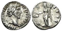 Ancient Coins - Antoninus Pius. 138-161 AD. AR Denarius (3.26 gm, 18mm). Rome mint. Struck 152/3 AD. RIC 219