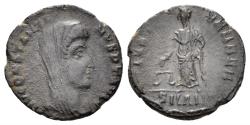 Ancient Coins - Divus Constantine I. Died 337. AE Follis (1.35 gm, 15mm). Antioch mint. Struck 341-346 AD. RIC 64