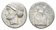Ancient Coins - Ionia, Kolophon. Circa 375-360 BC. AR Diobol (0.98g, 11mm). Milne, Colophon 52A