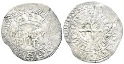 World Coins - France, Royal. Jean II le Bon. 1350-1364. AR Gros à la couronne (4.34g, 32mm). First emission, August 22, 1358. Duplessy 305