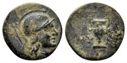 Ancient Coins - Aiolis, Myrina. Circa. 2nd century BC. AE 14mm (1.78 gm). SNG Copenhagen 220