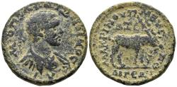 Ancient Coins - Kilikia, Aigeai. Diadumenian, as Caesar. 217-218 AD. AE 28mm (15.00g). Struck CY 264 (217/8 AD). SNG BN 2351-3