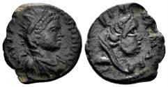 Ancient Coins - Mesopotamia, Edessa. Elagabalus. 218-222 AD. AE 15mm (2.55 gm). BMC 74