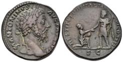 Ancient Coins - Marcus Aurelius. 161-180 AD. AE Sestertius (22.98g, 31mm). Rome mint. Struck 173 AD. RIC 1077