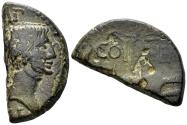 Ancient Coins - Augustus. 27 BC-14 AD. AE Halved As (5.65g, 26mm). Nemausus mint. Struck 10 AD or later. RIC 155