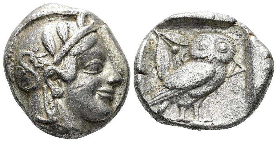Ancient Coins - Attica, Athens. Circa 465/2-454 BC. AR Tetradrachm (16.95 gm, 25mm). Starr Group V.B