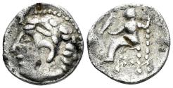 Ancient Coins - Lower Danube. Uncertain tribe. Circa 2nd century BC. AR Drachm (4.00 gm, 17 mm). OTA -. Very rare