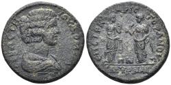 Ancient Coins - Ionia, Smyrna. Julia Domna, Augusta. 193-217 AD. AE 26mm (8.00g). Claudius Aristophanes (strategos), magistrate. Struck 193-6 AD. RPC V.2 - (unassigned; ID 1434)