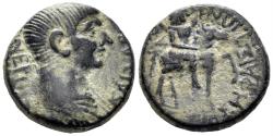 Ancient Coins - Phrygia, Julia. Nero, 54-68 AD. AE 16mm (4.75 gm). Sergios Hephaistion, magistrate. RPC I 3191