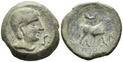 Ancient Coins - Hispania, Kastilo-Castulo. Circa 180 BC. AE Half Unit (9.99g, 23mm). ACIP 2116