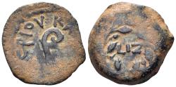 Ancient Coins - Judaea, Roman Procurators. Pontius Pilate. 26-36 AD. AE Prutah (2.43g, 17mm). Jerusalem mint. Dated RY 17 (30/1 AD). RPC I 4968