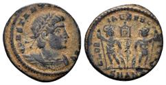 Ancient Coins - Constantine II, as Caesar. 317-337 AD. AE Follis (1.81g, 16mm). Antioch mint. Struck 336/7 AD. RIC 109