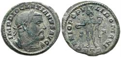 Ancient Coins - Diocletian, 284-305 AD. AE Follis (10.00g, 28mm). Treveri mint. Struck circa 303-5 AD. RIC 582a